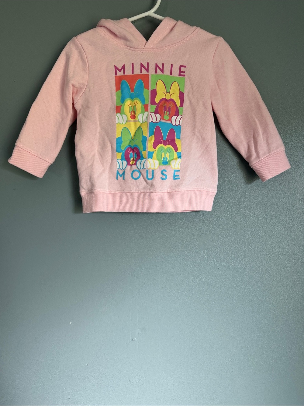 Disney Light‎ Pink Minnie Mouse Pop-Art Hooded Sweatshirt 12-18 months
